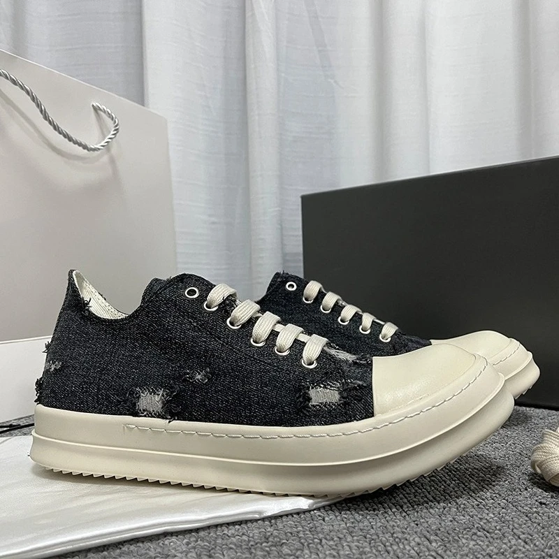 

High Street Trendy Distressed Denim Canvas Shoes Men Women Fashion Casual Classic Versatile Sneakers