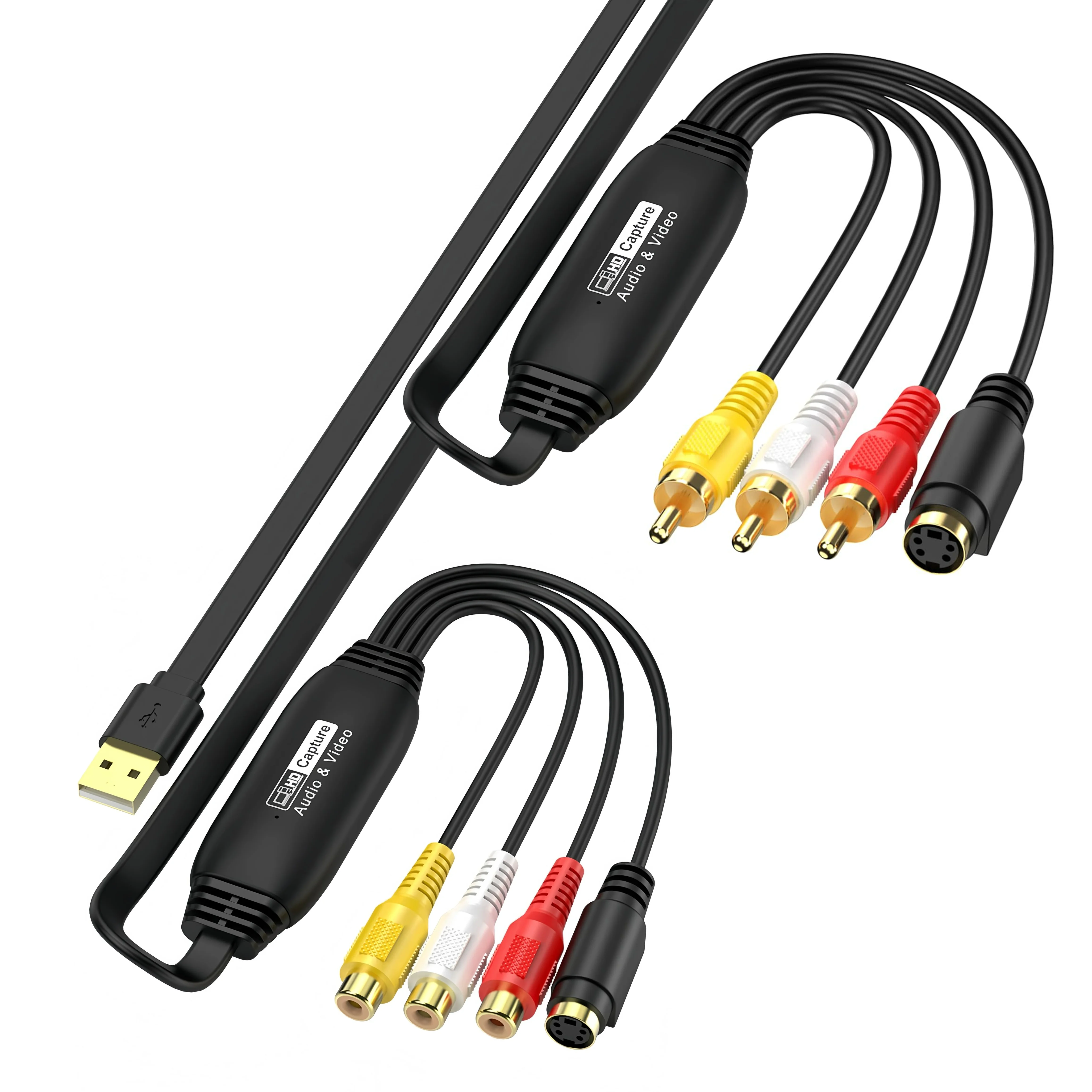 Convertidor VHS a Digital, tarjeta de captura de vídeo USB, convertidor analógico VHS VCR RCA AV a USB, Audio y vídeo Digital para PC, DVD, TV, cámara DV