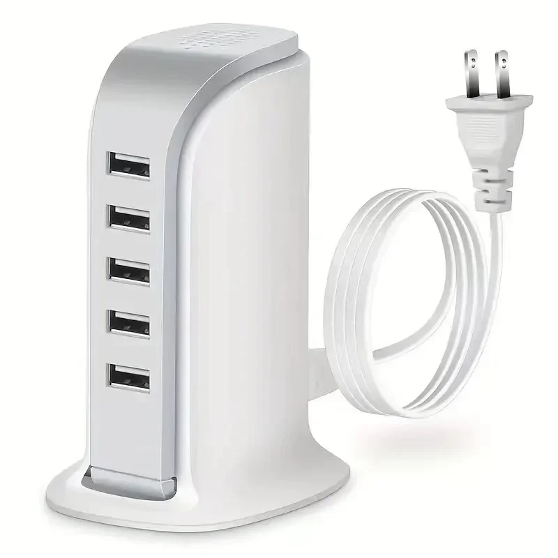 5-Port USB Charging Station 5V4A 20W Charger Super-Fast Charging with USB-C Power Adapter for MacBook Phone 15 Samsung