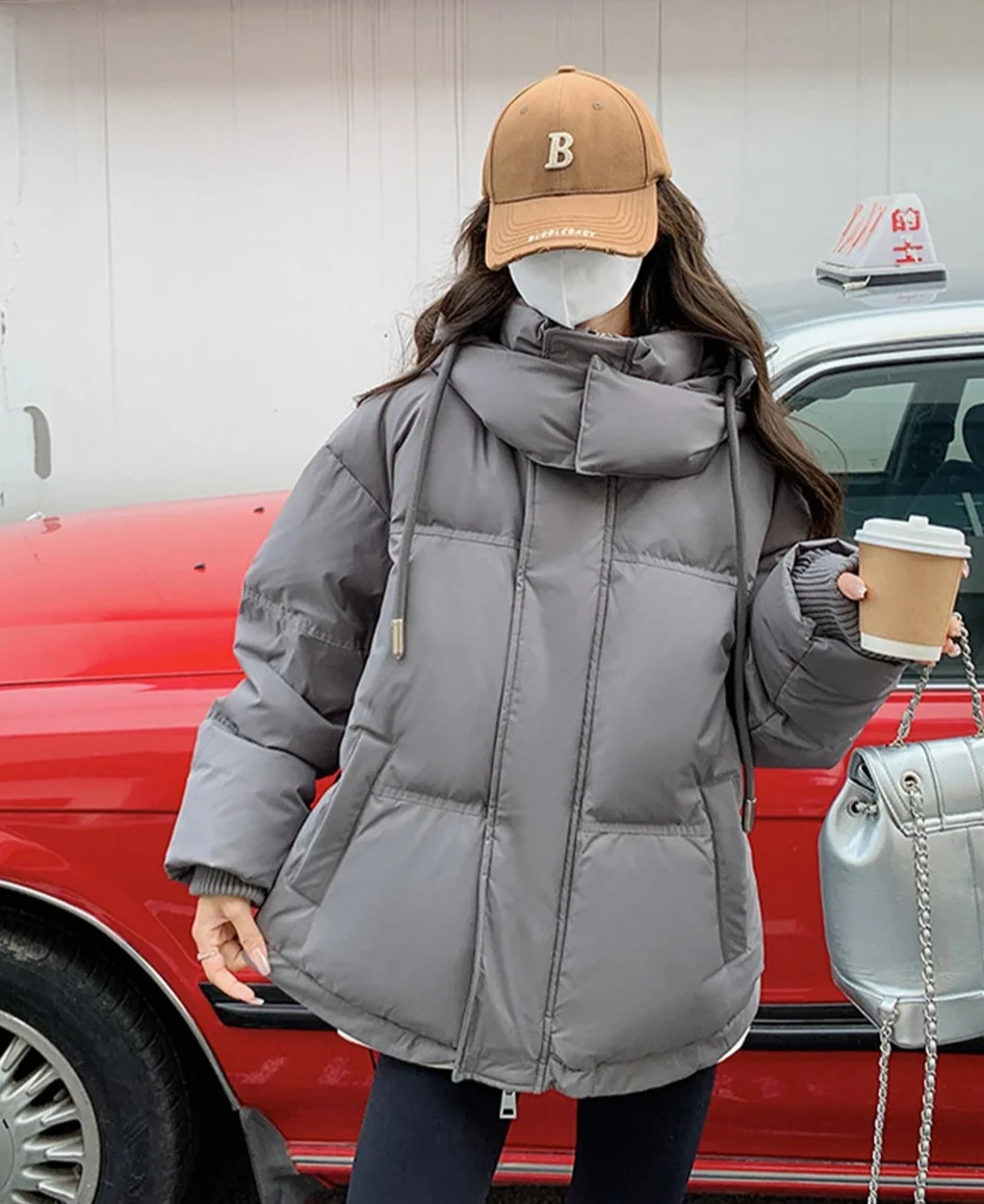 Cappotto invernale imbottito caldo da donna Nuovo piumino in cotone con cappuccio Parka spesso solido impermeabile gonfio moda coreana