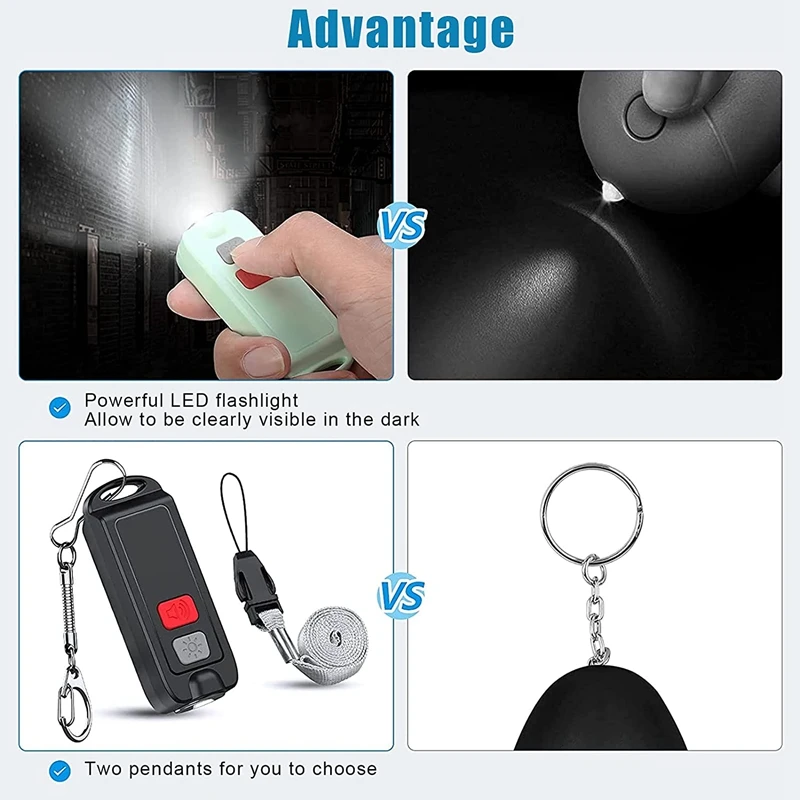 Safe Personal Alarm Rope Alarm Mini Self Defence Keychain 130DB Security Alarms With LED Flashlights For Women