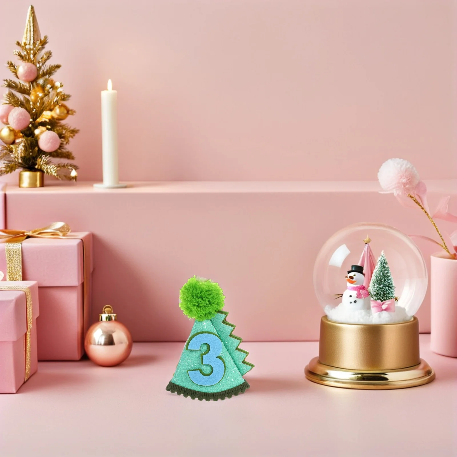 

Dinosaur Birthday Hat Green Glittery Cone Shaped Party Headwear for 1-5 Years Sparkle Celebration Photo Props