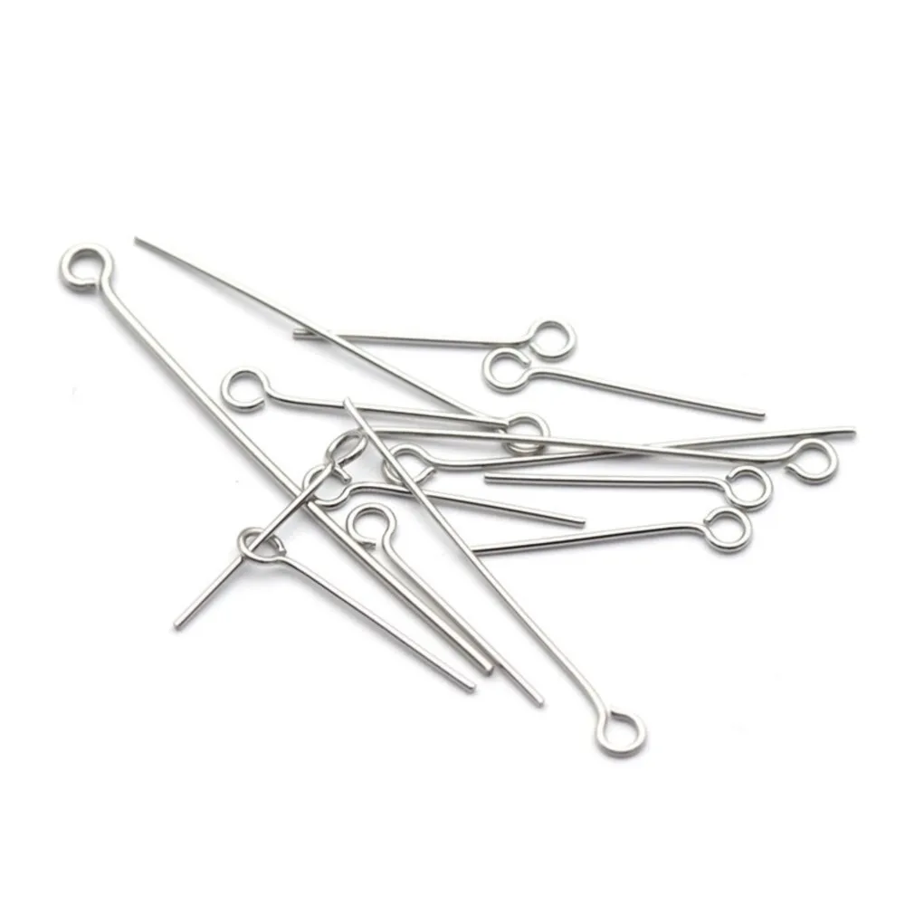 100Pcs Stainless Steel Eye Open Loop Pins Connector Findings For DIY Necklace Bracelets Earring Jewelry Making Accessories