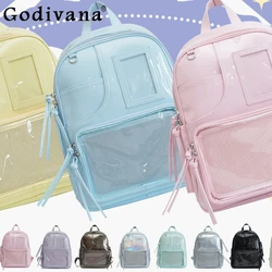 Sweet Cute Casual Transparent Itabag Women Handbags Commuter Light Black Backpack Schoolbag