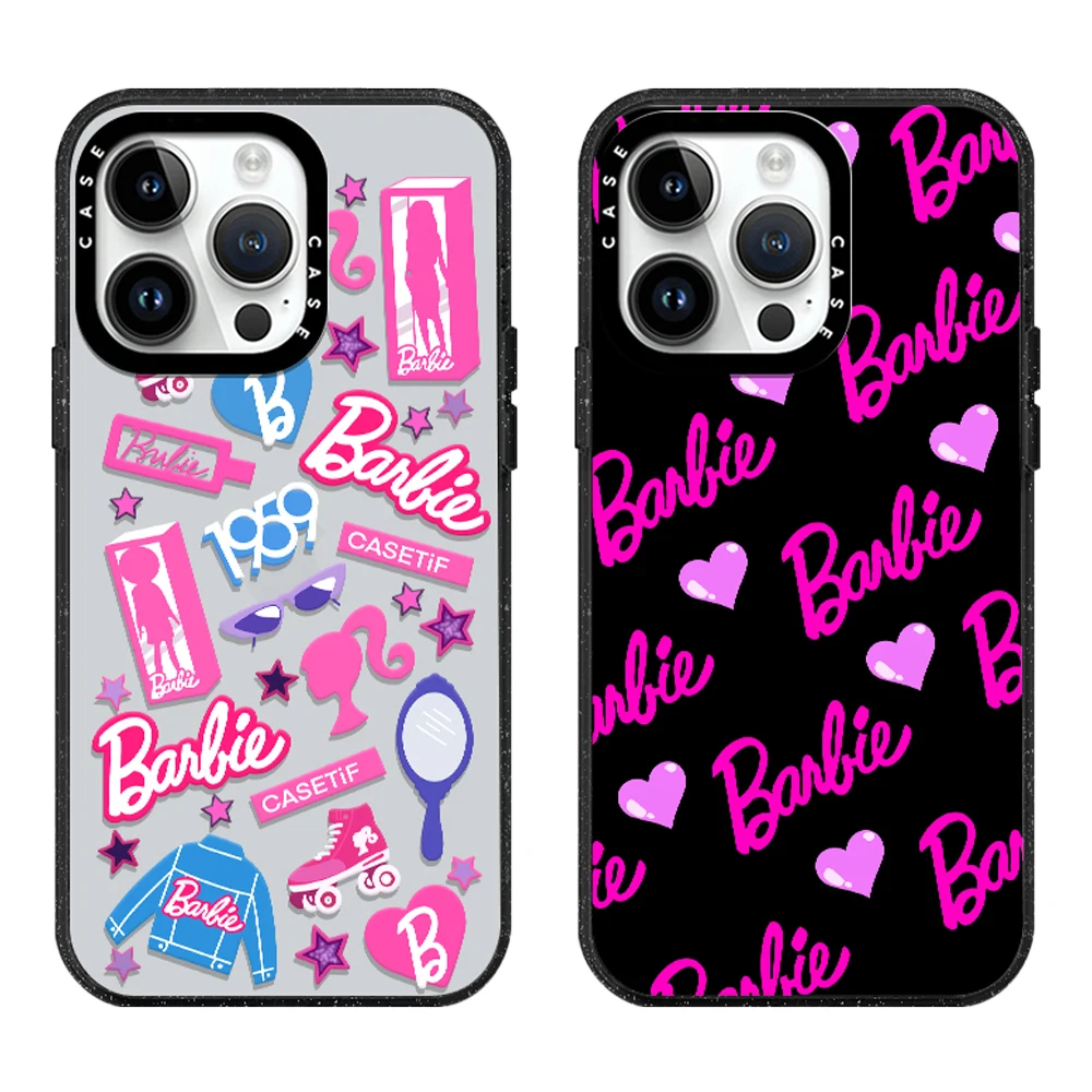 

Luxury Barbie Love Pink Cute Acrylic With MagSafe Phone Case For iPhone 16 15 14 13 12 Pro Max Anti-drop Shockproof Back Cover