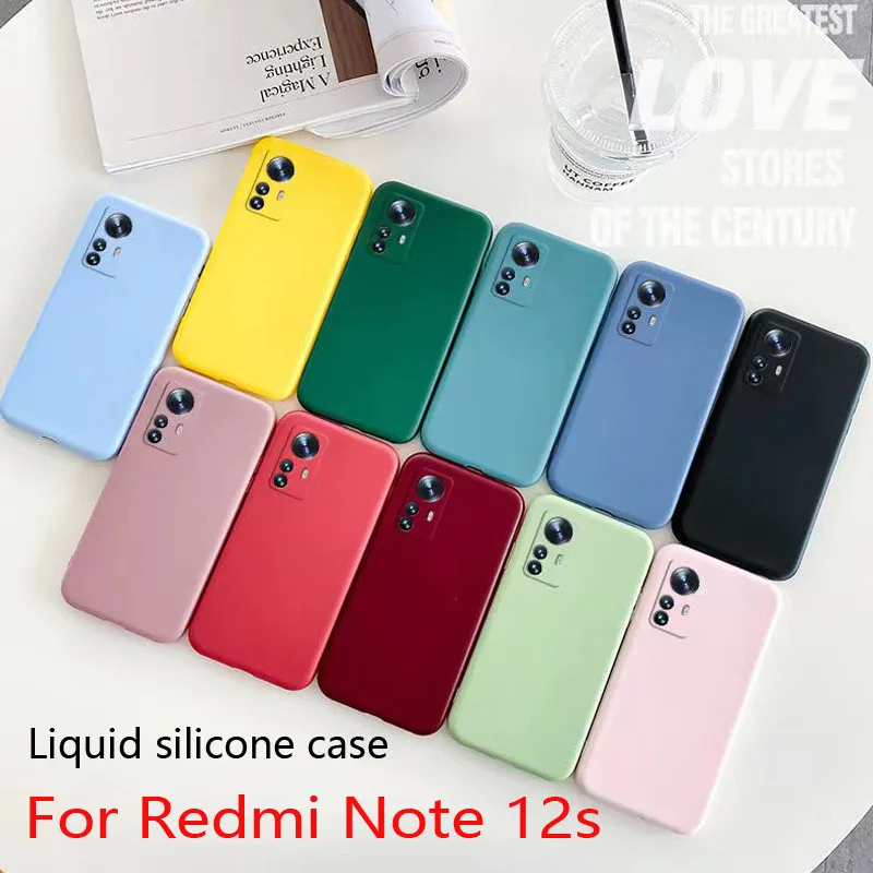 Flüssige Silikonhülle für Xiaomi Redmi Note 12s, Linsenschutz, stoßfeste Hülle für Redmi Note12S Note 12S 4G, Couqe-Abdeckung