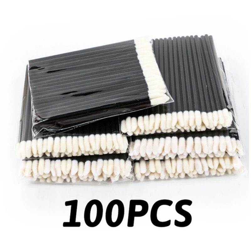 AT17 100 peças de pincel labial portátil descartável pincel de batom preto ferramentas de maquiagem de beleza