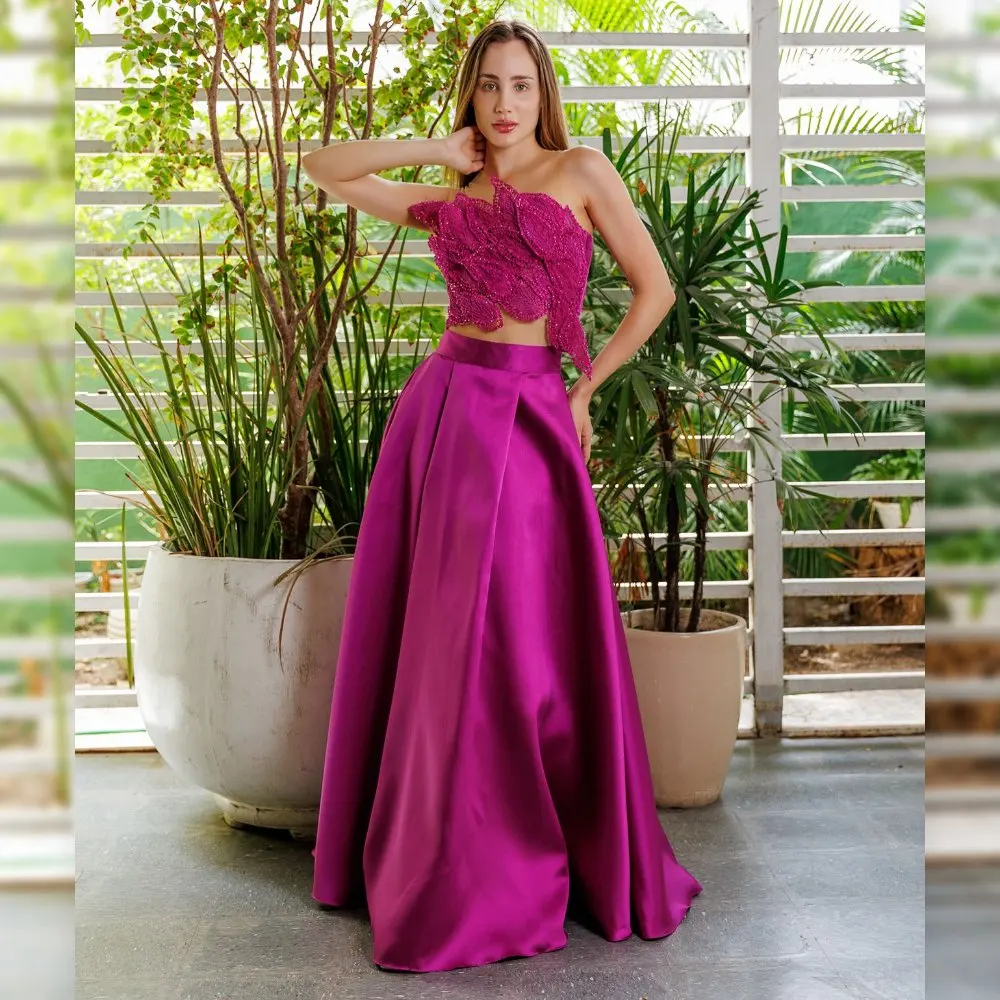 

Элегантная бордовая атласная длинная юбка цвета фуксии для официальных мероприятий, платье для выпускного вечера, свадебное платье для гостей длиной до пола, макси-юбка трапециевидной формы на заказ