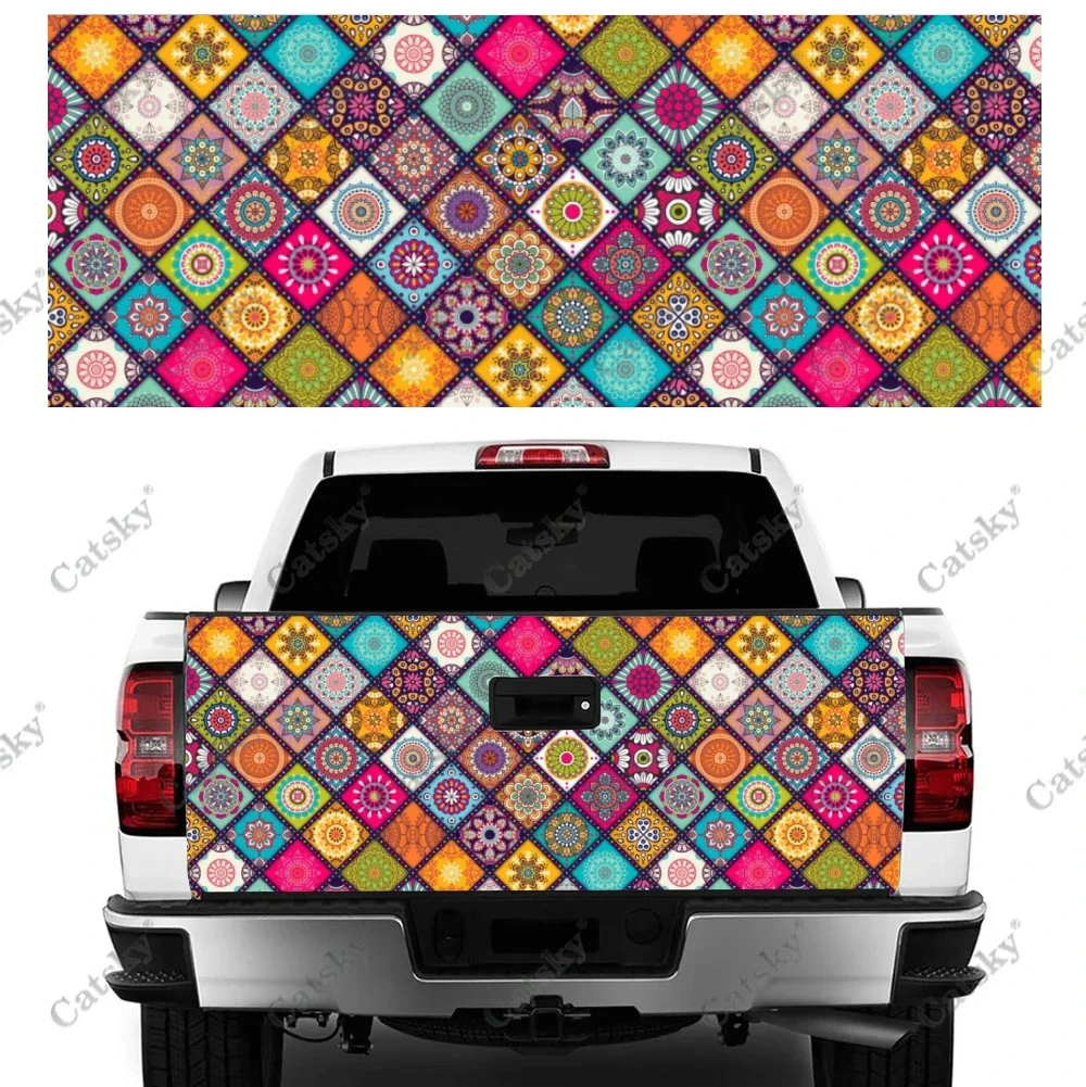 Bohemian Lattice Printing Car Tail Trunk Protect Vinly Wrap Sticker Decal Auto Hood Decoration Sticker for SUV Off-road Pickup