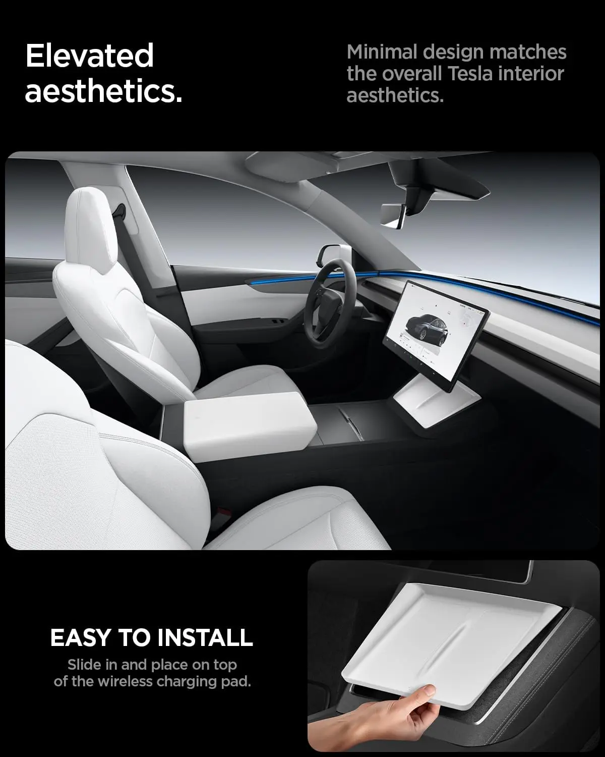 Ultradünne kabellose Ladestation [Freie Ladefläche] Schützende Silikonmatte für Tesla Model Y/YL Juniper Model 3 – Detail 5