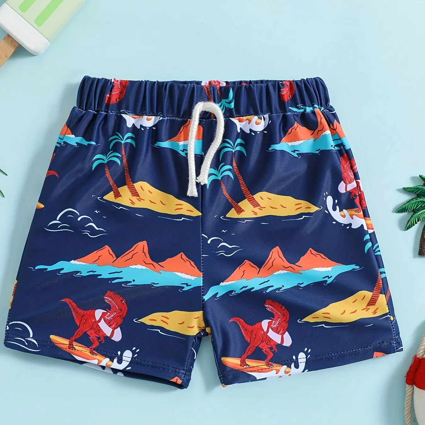 Baby Boys Girls Cute Cartoon Dinosaur 3D Print Kids Shorts Elastic Waist Swimming Trunk Summer Children Clothes Beach Vacation