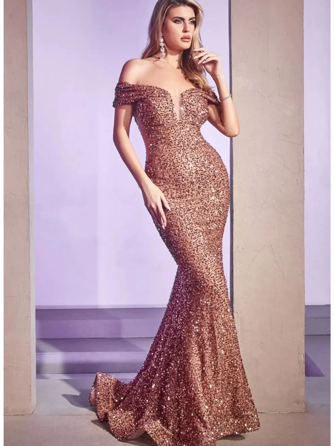 Vestidos De Gala Off Shoulder Prom Dresses Sequins Vestidos Para Eventos Especiales Sexy Mermaid Formal Occasion Dresses