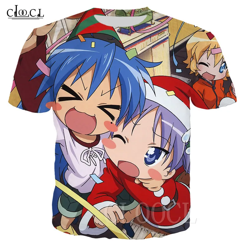 CLOOCL Lucky Star Japanese Anime T Shirt Mens Women Cartoon Loli Oversized Sports T Shirts 3D Printed Harajuku Streetwear Tops