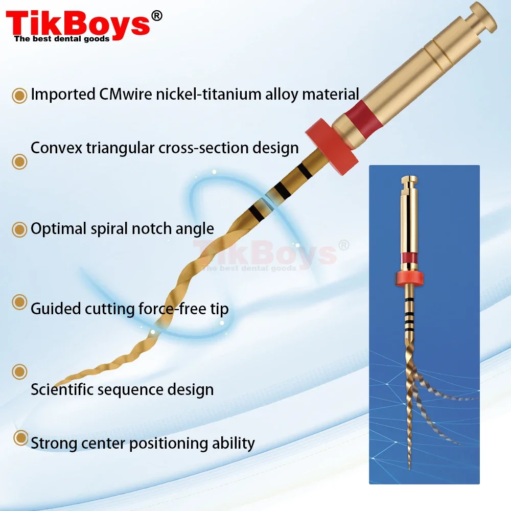 6 шт. в коробке, стоматологические гибкие золотые файлы с тепловой активацией, обработка корней канала, Ротационные золотые файлы, стоматологические инструменты, эндодонтические файлы