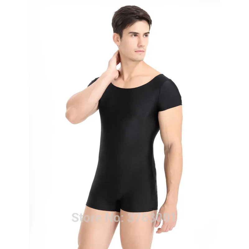 Men\'s Jumpsuit Dancewear Acrobatics Gymnastics Skin Fitness Suit Short Sleeve Straight Tights Spandex Workout Clothes Elasticity