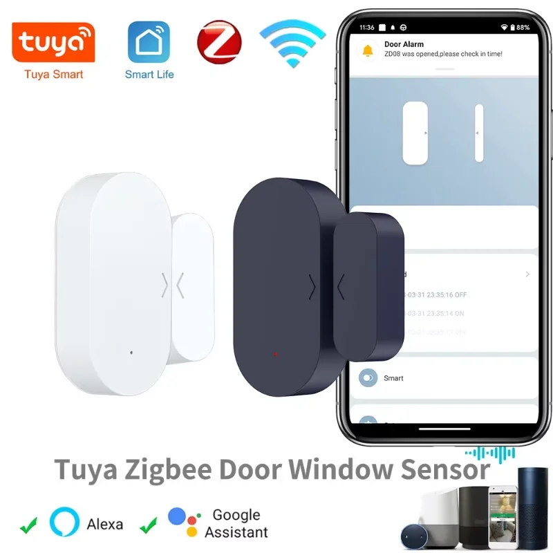 

Tuya Zigbee Door Window Sensor home security Smart Home Automation Security Protection Smart Life Work with Alexa Google Home