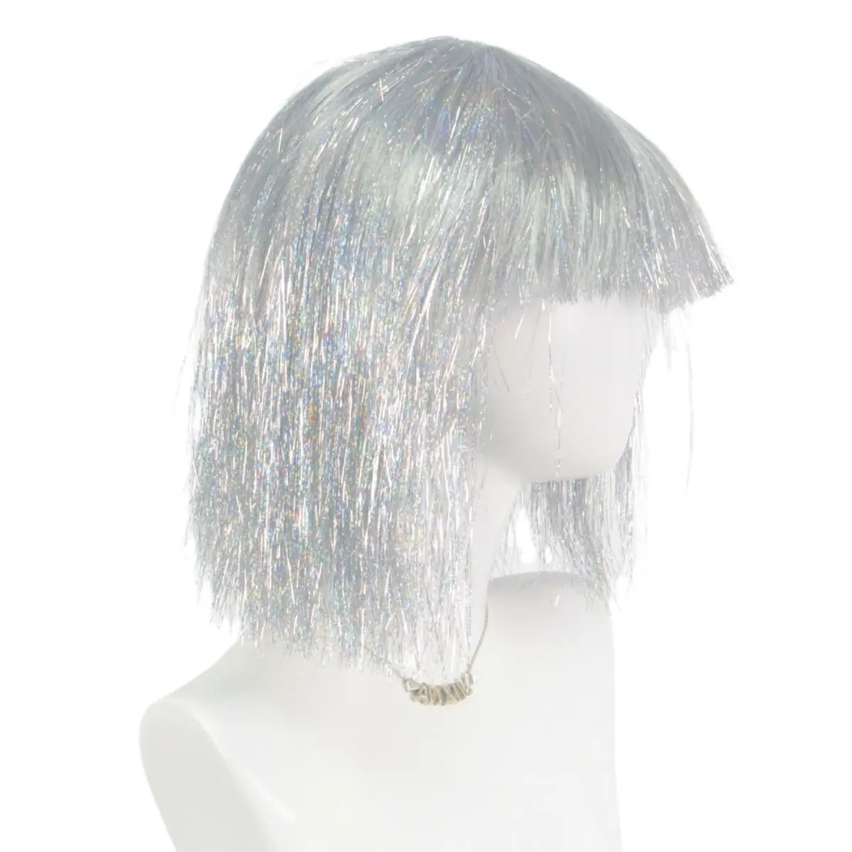 Anxin Golden Silver Tinsel Glitter Carnival Headwear Short Tinsel Foil For Wome Party Wigs