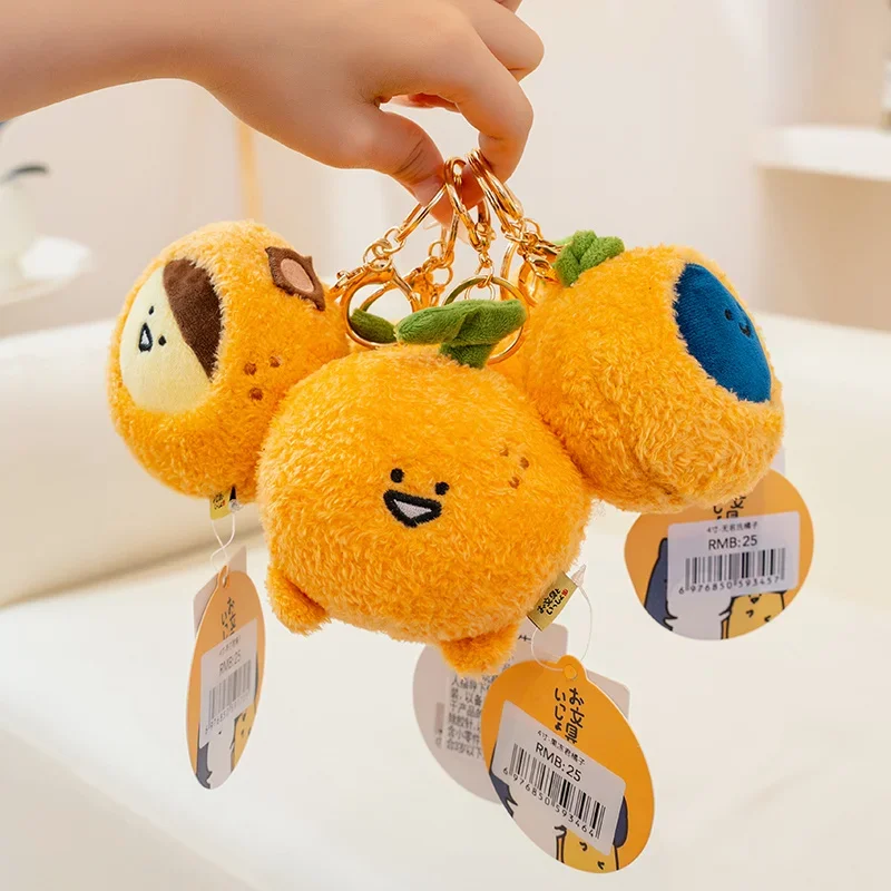 Happy Cartoon Orange Family Plush Toys Soft Fluffy Fruit Orange Pendant Lovely Keychain Bags Hanging Decor Funny Gift To Friends