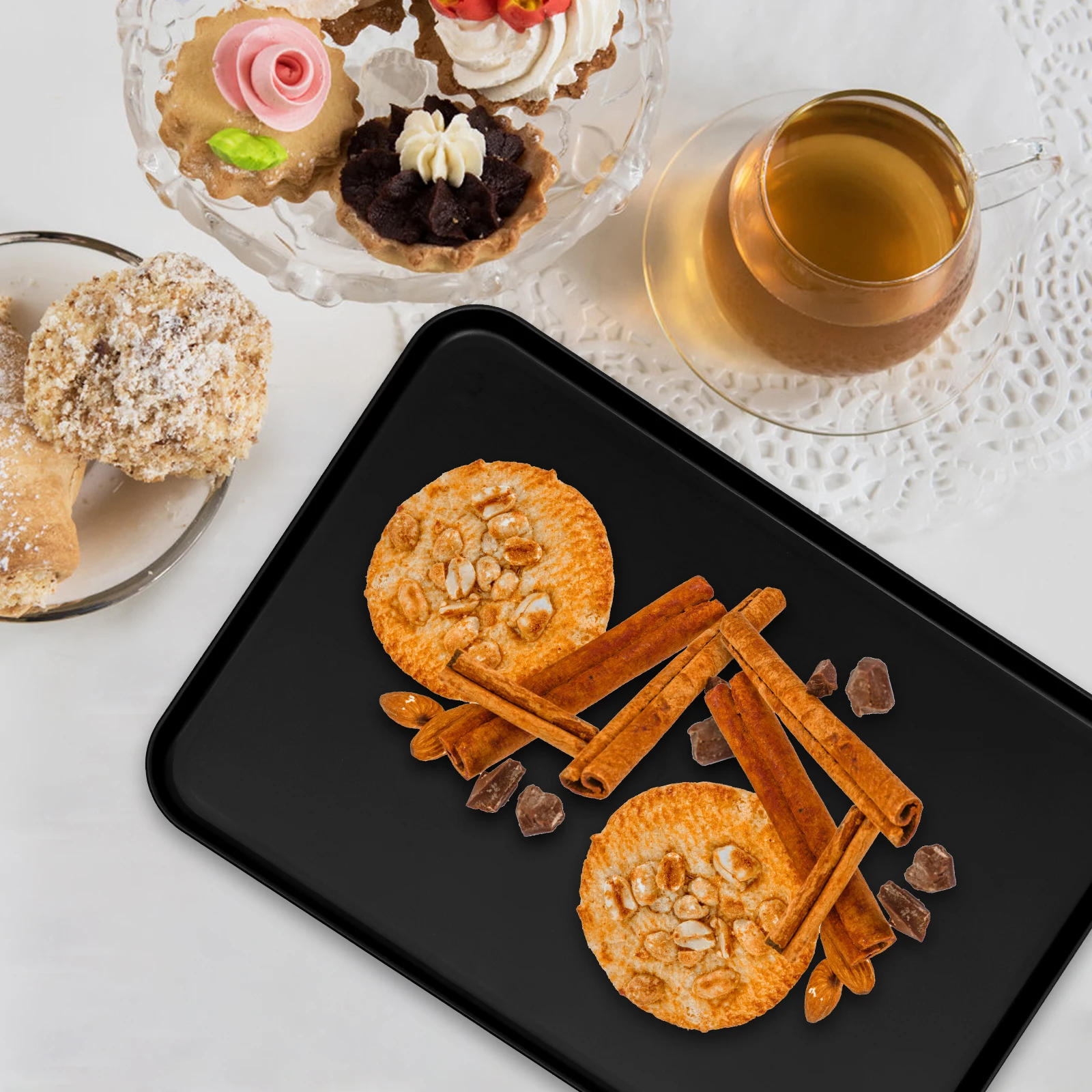 

3Pcs Wheat Straw Serving Tray Rectangular Large Fruit Cake Plate Stylish Minimalist Rustic Decorative Wheat Straw Serving Tray