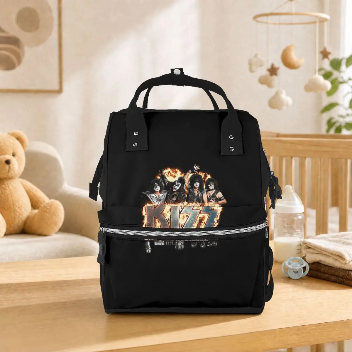 Kiss Rock Band Retor Student Backpack School Bag Hiking Travel Daypack for Men Women Bookbag Shoulder Bags