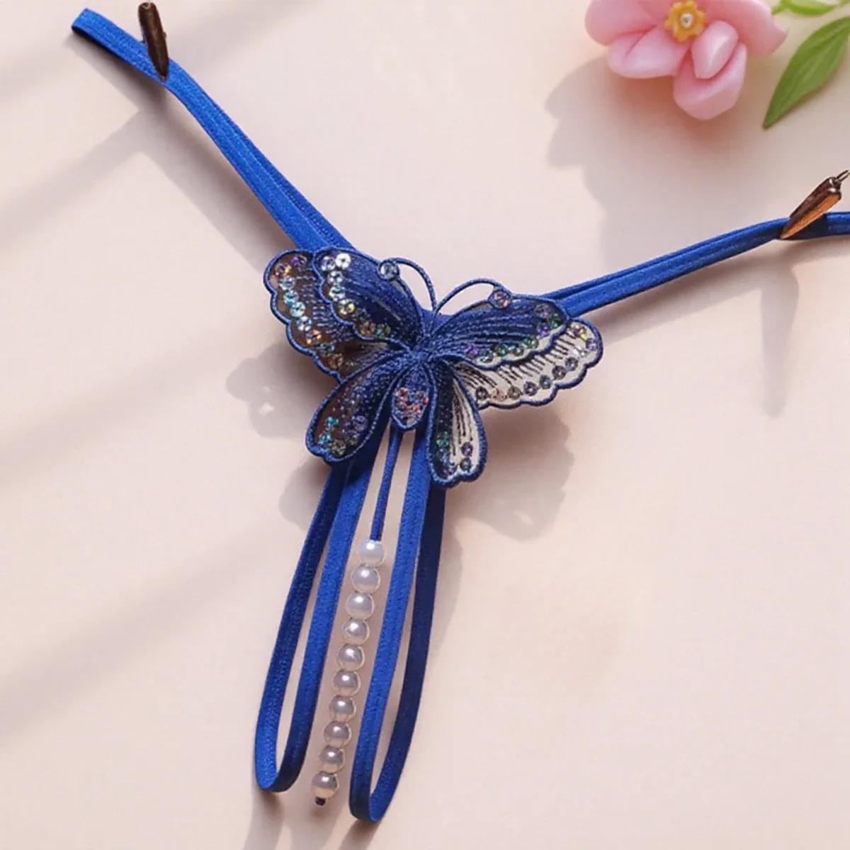 

Women's Sexy Beaded Tease Open File Underwear Sexy Butterfly Underwear Sequin Massage T-shaped Thong