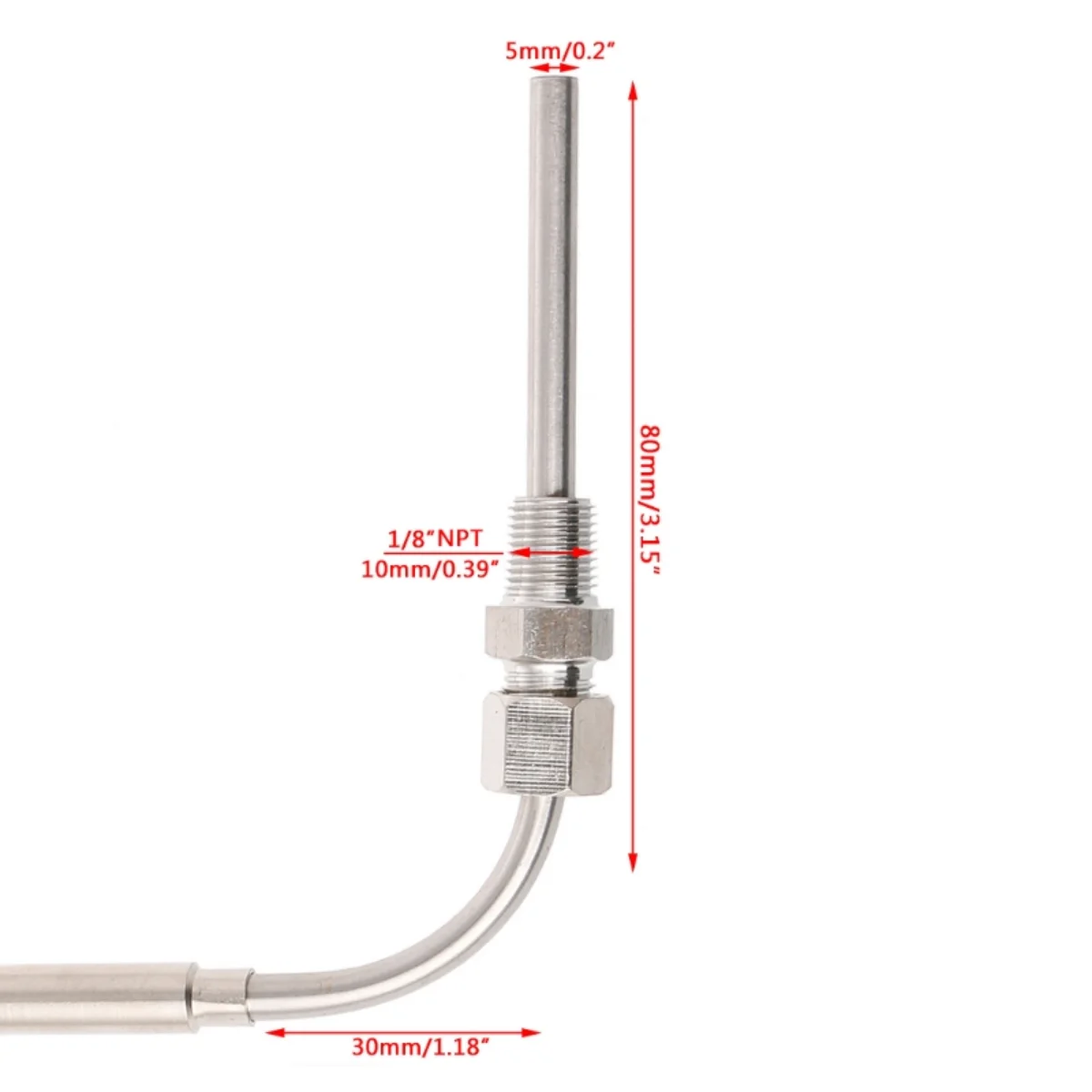 Imagem -02 - Sensores de Temperatura Egt Termopar tipo k para Exhaust Gas Probe Temp do Motor 1m 2m 3m 4m 5m Aço Inoxidável 1001250 °c