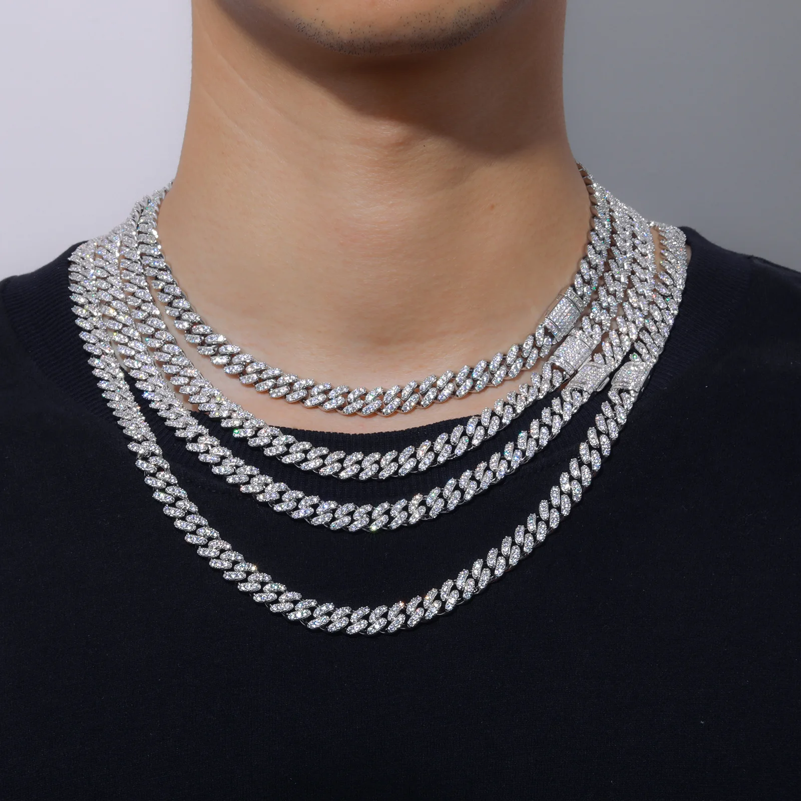 Clear artificial diamonds boost surface gloss, unisex 8mm Single Row Necklace from PT950 Platinum acts as eye-catching outdoor