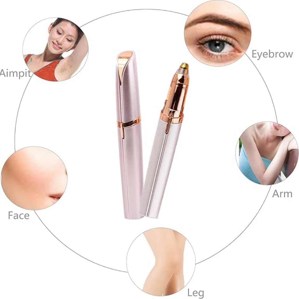 Pluma recortadora de cejas eléctrica portátil para mujer, afeitadora de cejas de precisión indolora, herramienta de afeitar para cara, dedos