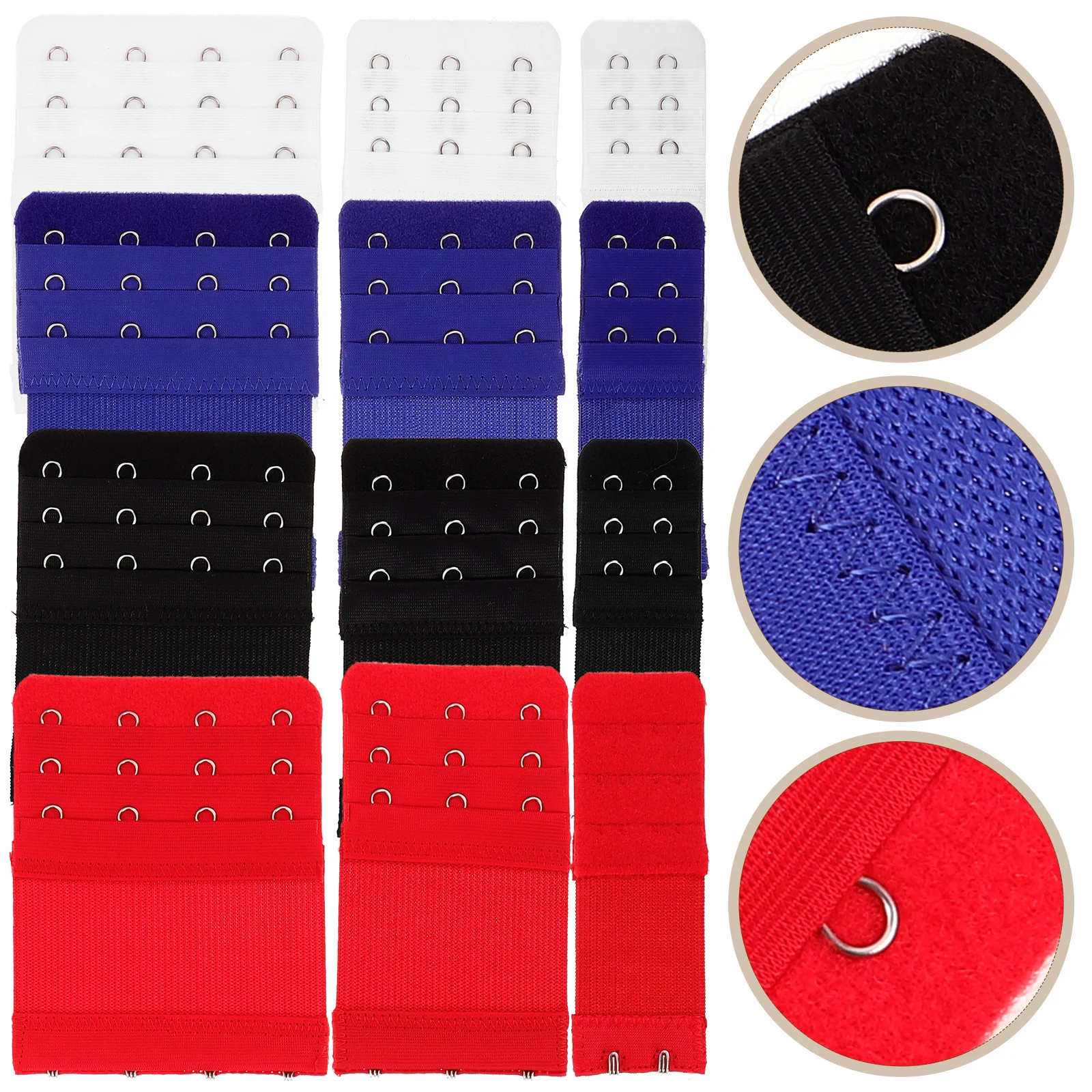 12 Uds. Extensores de sujetador para mujer, extensor de banda para sujetador con 4 ganchos, Clips elásticos de poliéster para soporte cómodo y suelto