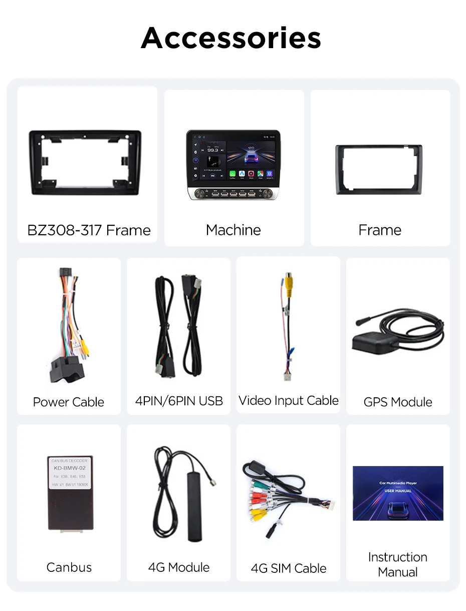 Junsun 10,1' Kabelloses CarPlay Android Auto Autoradio für Peugeot 308 308S 2013-2017 Radio mit Tasten Bluetooth GPS Navi 4G DSP – Detail 25
