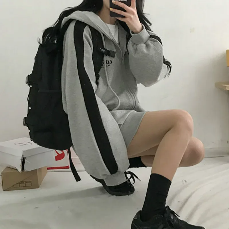 Casual Oversized Hoodies Sweatshirts Preppy Style Loose Fleece Clothes Long Sleeve Female Streetwear New Women Winter Sweatshirt