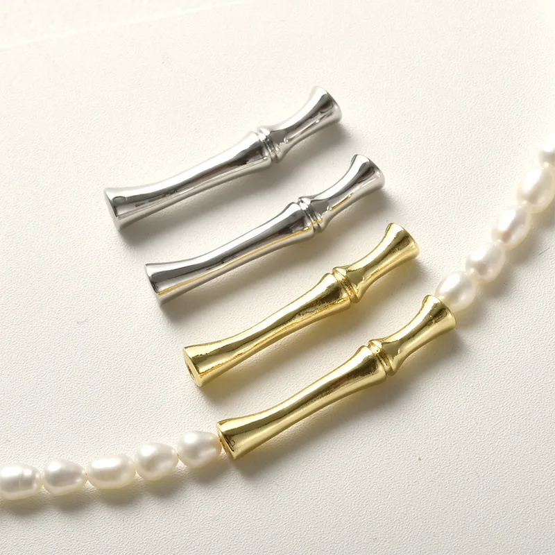 

1 Piece Long Bamboo Bent Pipe Connection Spacer Beads DIY Pearl Bracelet Necklace Accessories Jewelry Making Materials Wholesale
