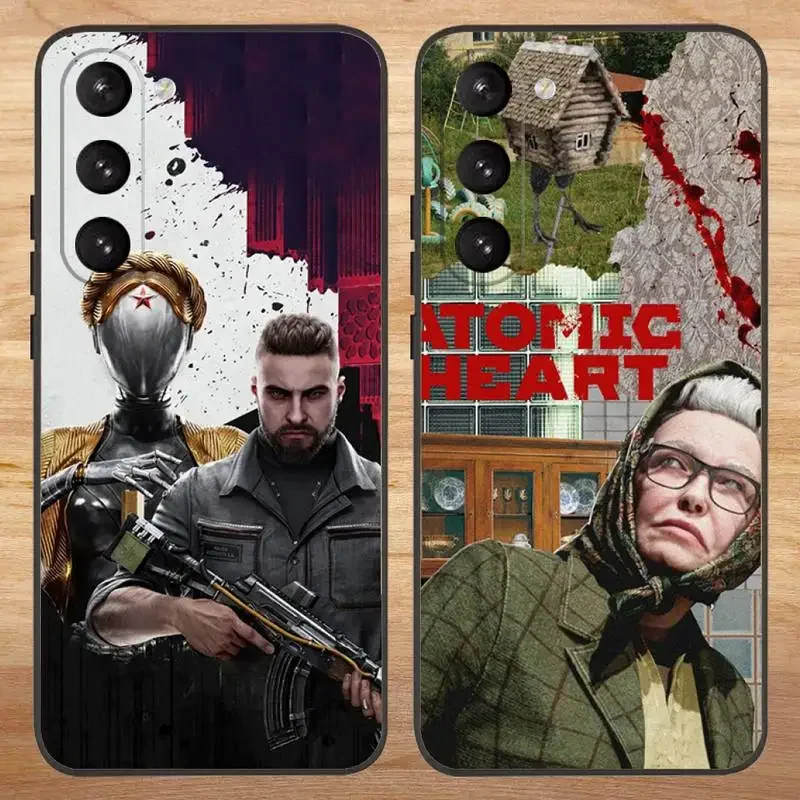 Hot Game Atomic Heart Phone Case For Samsung S23,23,22,30,21,10,9,Note20 Ultra,Lite,Ultra,5G,Plus,FE,Black Soft Case