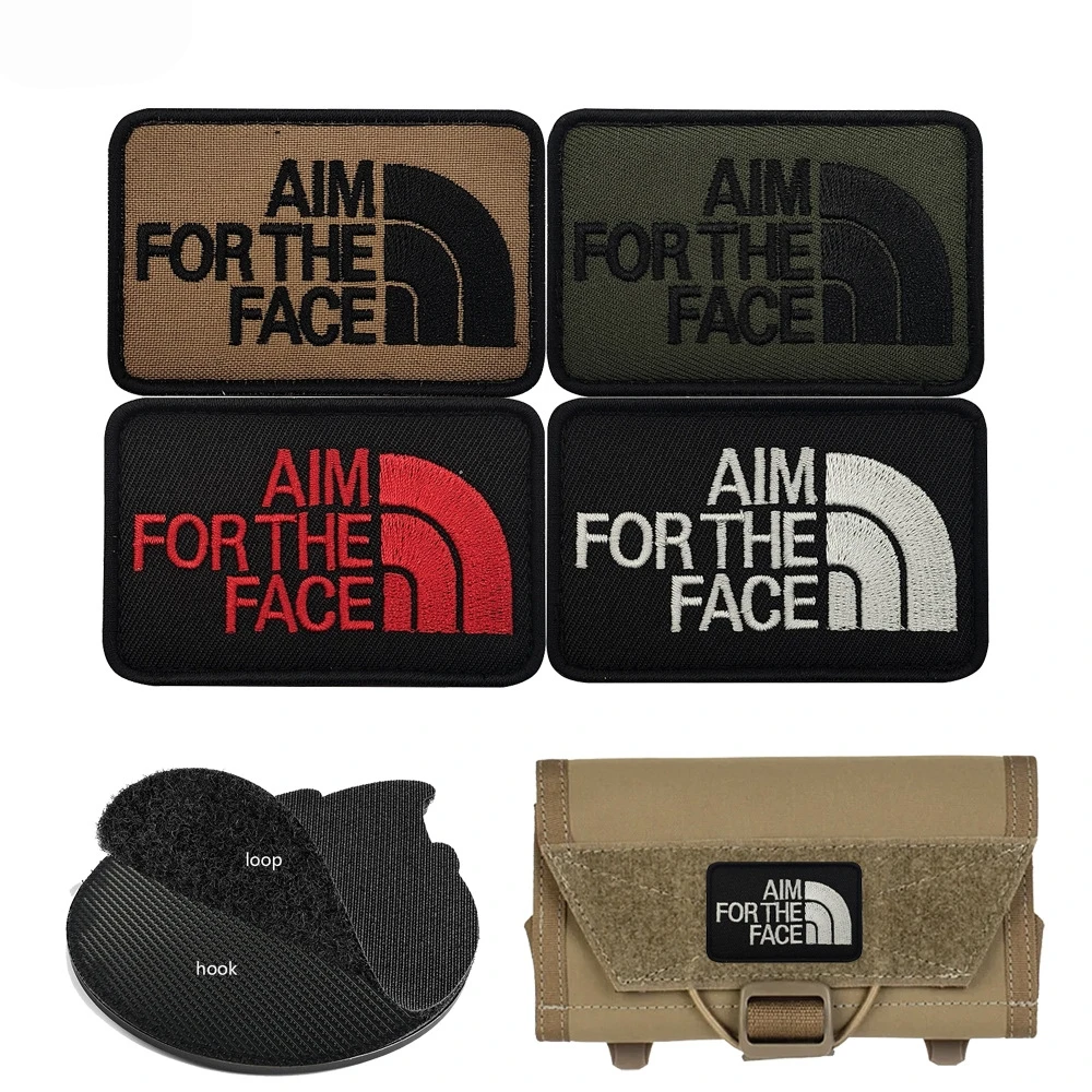 Parche bordado táctico AIM FOR THE FACE – Insignia moral para militar - imagen 2