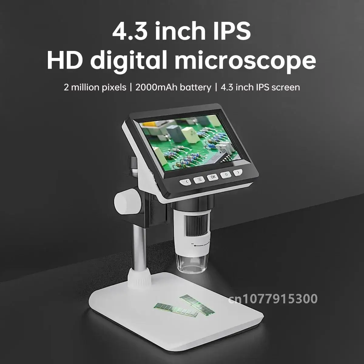 4.3 Inch Digital Microscope 1080P 50-1000x Coin Microscopio 2000mAh Soldering Microscope for Electronics Repair PCB PC Laptop