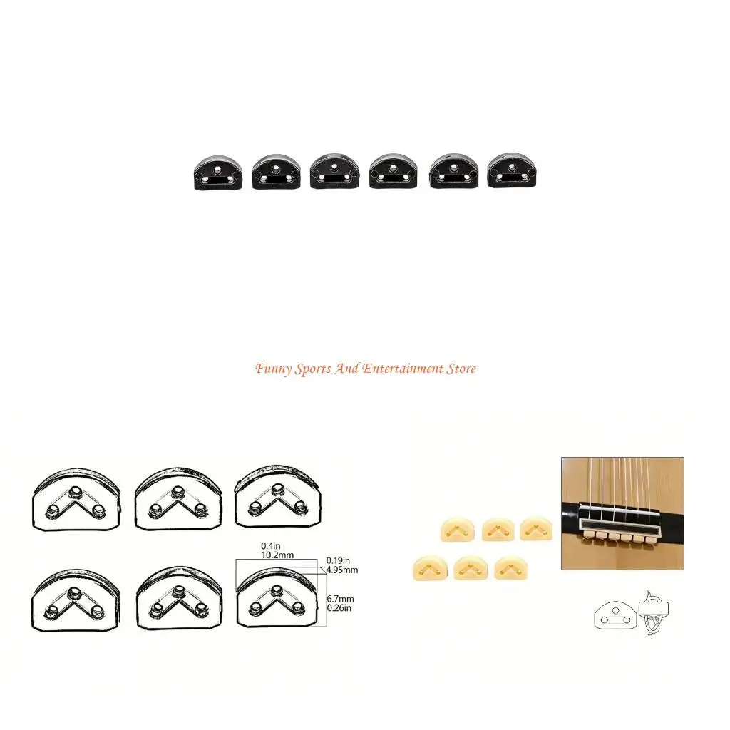 C4DE 6Pcs Guitar String Ties Bridge Beads Guitar String Retainer String Guide Guitar String Lock Nut Block Clamps Enduring