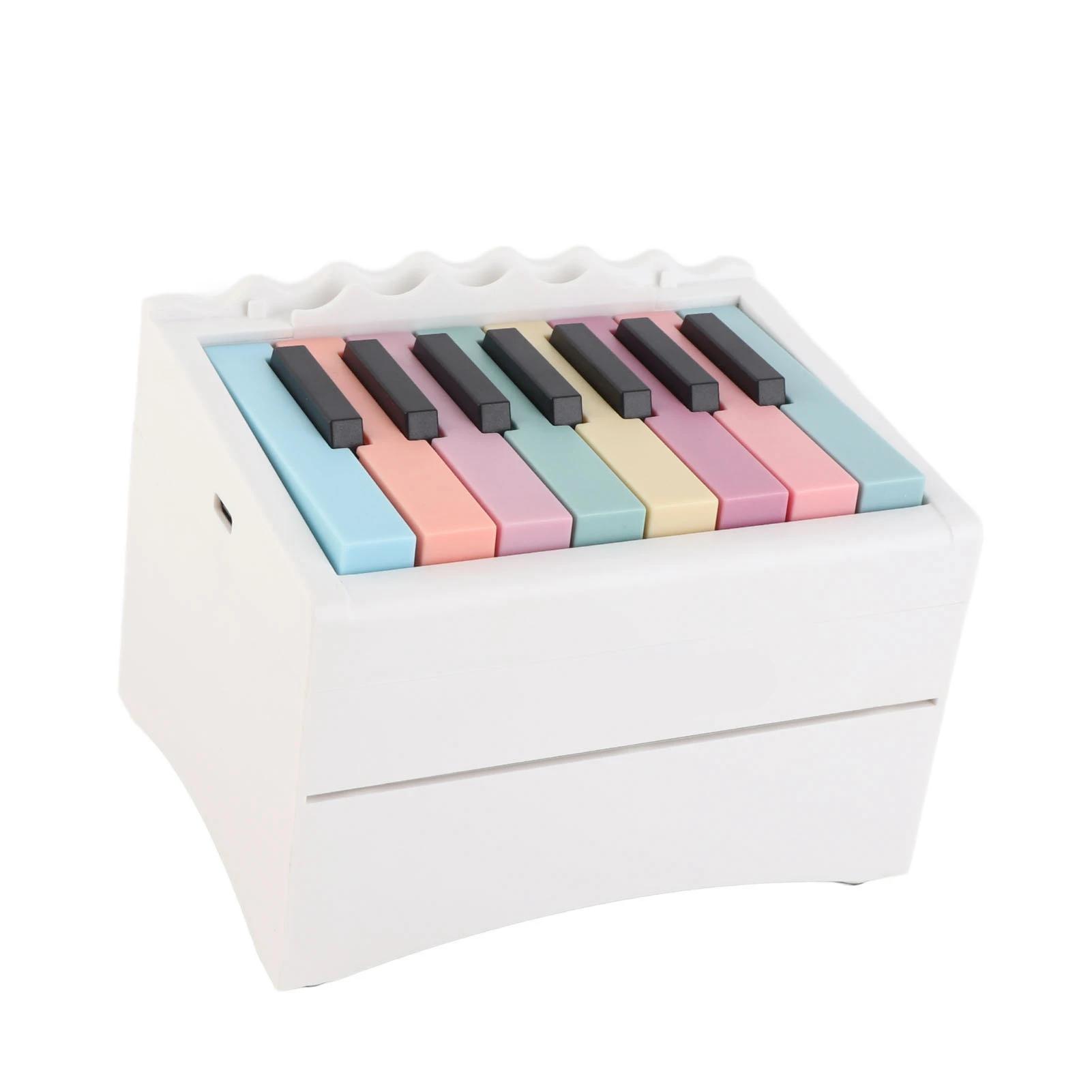 Piano Calendar USB Rechargeable Playable Piano 52 Weekly Calendar Cards with Sheet Music White Metal 13x9x8.7cm Lithium Battery