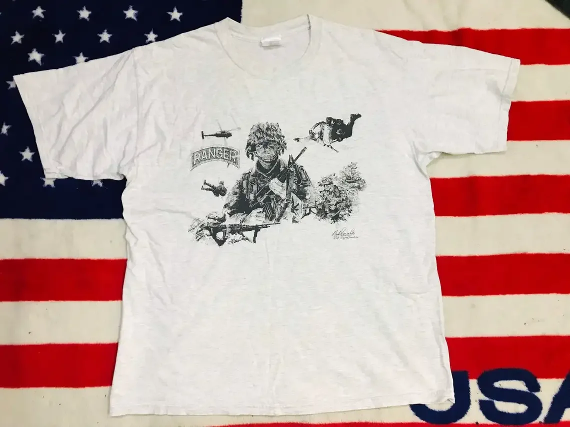 Vintage US Army Ranger Elite Infantry T Shirt. New 100% Cotton Short Sleeve O-Neck T-shirt Casual Military Clothing Mens Top