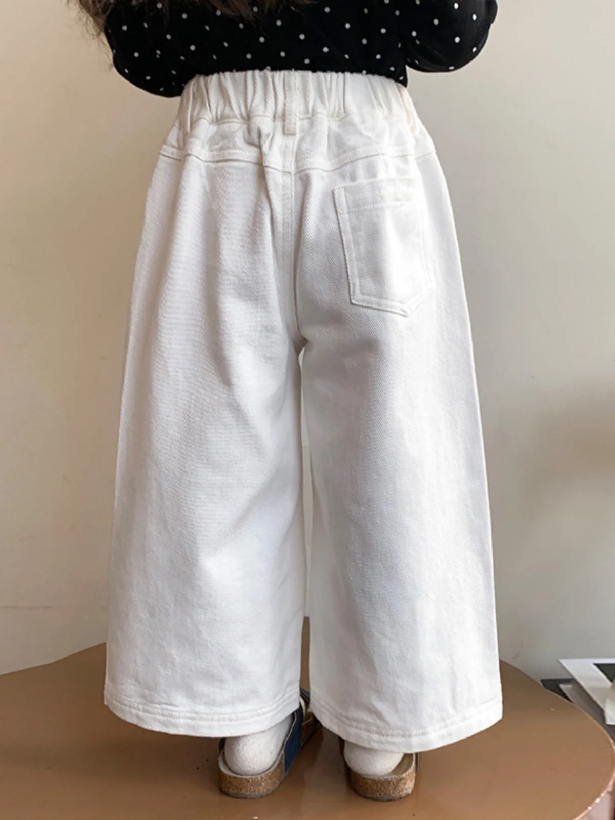 Pantalones sueltos de pierna ancha para niñas, pantalones de corte recto de algodón, pantalones informales versión coreana Sle, primavera y otoño