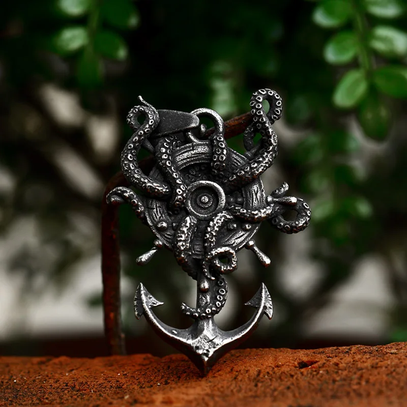 BEIER Stainless Steel Dark Style Kraken Octopus Ship\'s Anchor Pendant Pendant fashion Chain Necklace men/women Jewelry BP8-1060