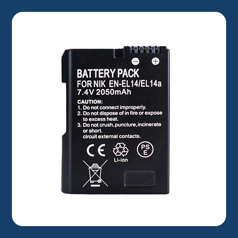 Upgraded High Quality EN EL14A 7.4V 2050mAh Li ion Battery for Nikon D3200 D3400 D5100 D5200 D5400 D5600 Replacement Safe