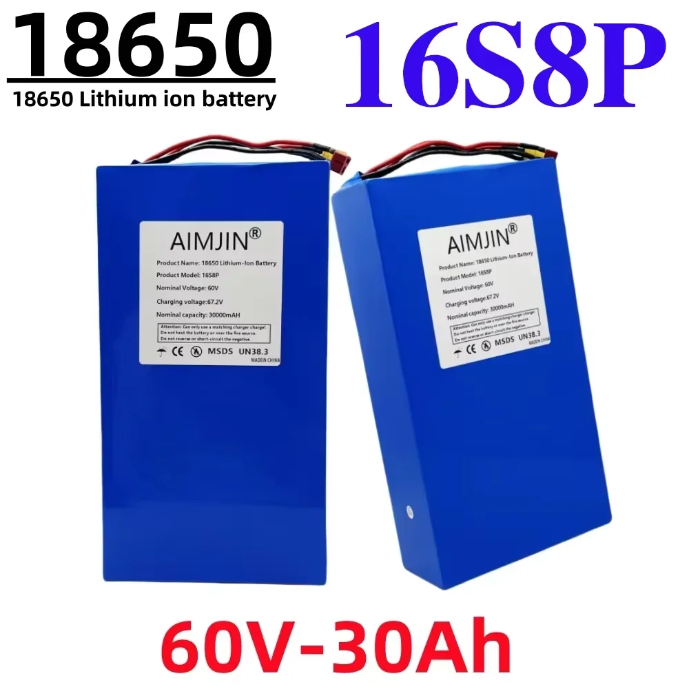 

16S8P 60V 30000mAh Rechargeable Battery 18650 Lithium-ion Battery Pack High-capacity 30Ah With BMS For Electric Scooter Battery
