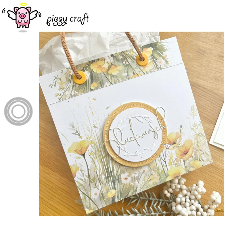 Piggy Craft metal cutting dies cut die mold Flower circle frame Scrapbook paper craft knife mould blade punch stencils dies