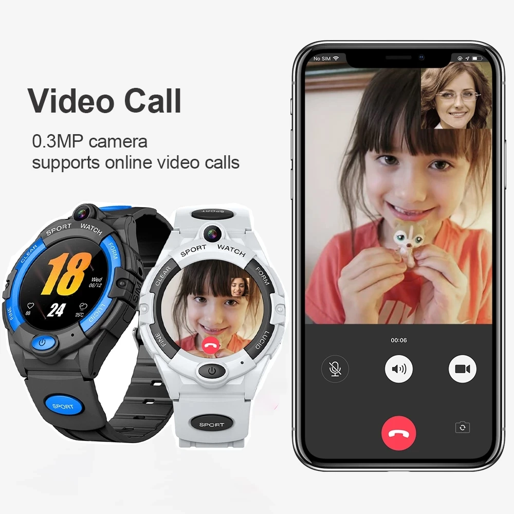 4G Kids Smart GPS Video Call Wifi Camera Location Trace Fence Heart Rate Sport Monitor Smartwatch For Children Baby Girl Watch