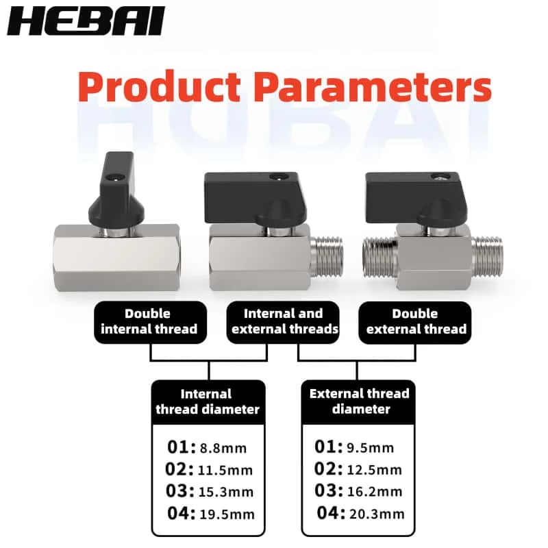 HEBAI Mini Brass Ball Valve Set 1/4
