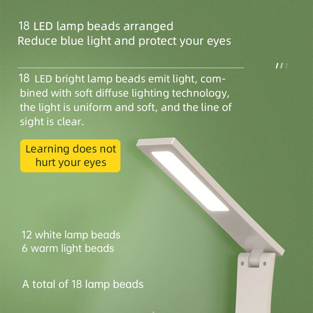 Светодиодная настольная лампа с Bluetooth-динамиком, термометром и будильником, регулируемой яркостью, Складная Настольная лампа с сенсорным управлением, ночсветильник для чтения с защитой глаз