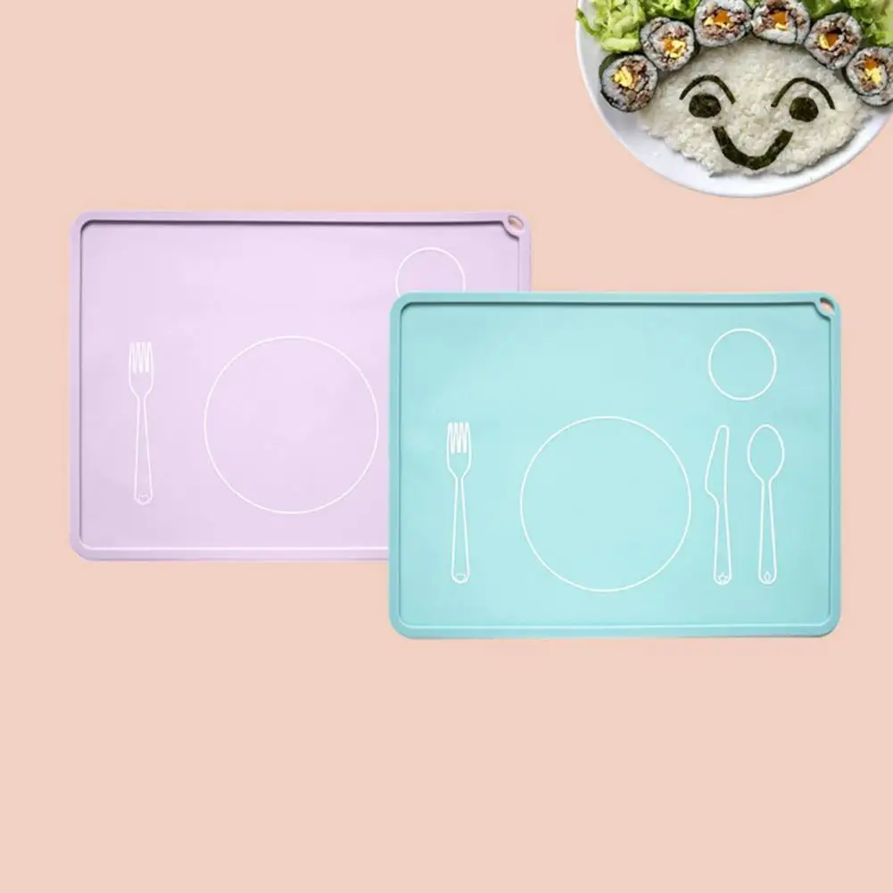 Unique Dinner Mat Durable Skid-resistant Portable Soft Non-slip Toddlers Infant Silicone Table Placemat