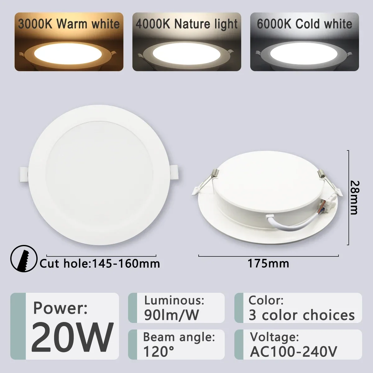 1-10 stks/partij Verzonken Led Downlight Ronde Led-paneel Licht 110 V 220 V 3000 K 4000 K 6000 K 10 W 24 W Spot voor thuis Binnenverlichting