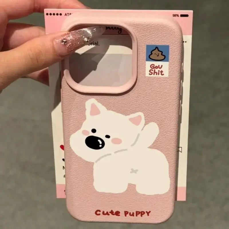 SEIRASSIM cute cartoon dog pink phone case for iphone 16 pro max 15 14 plus 13 11 12 silicone back cover for iphone xs max xr x