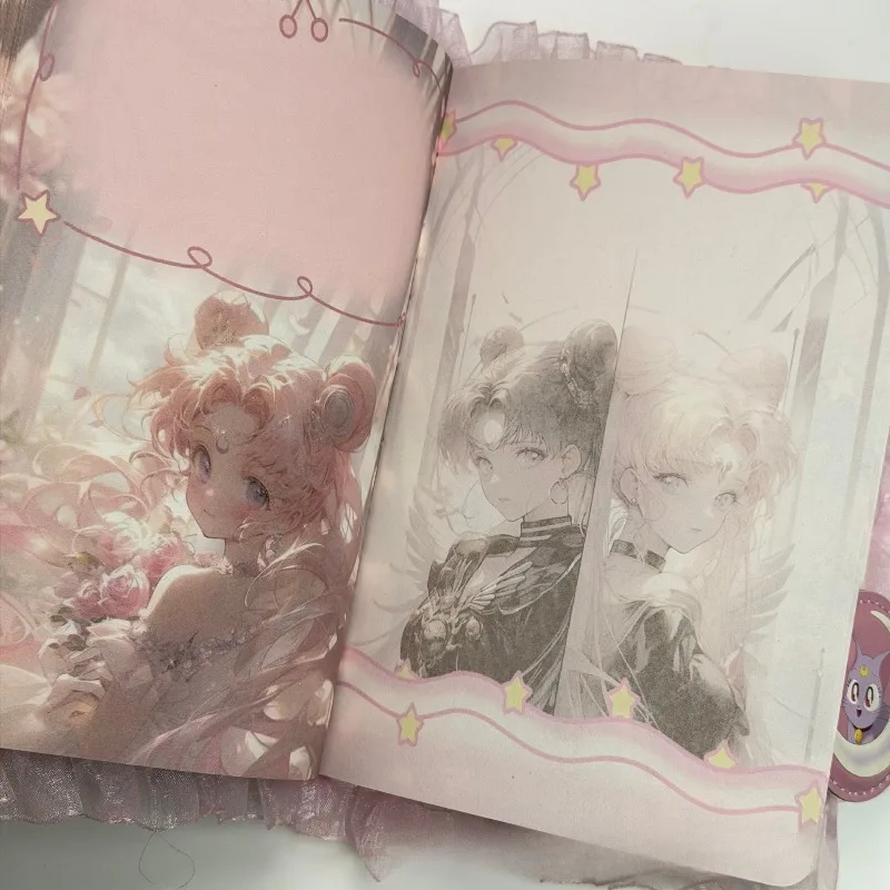 

Hot Anime Sailor Moon Series Lace Notebook Creativity Exquisite Cute Print Portable Full Color Page Diary Girls Birthday Gift